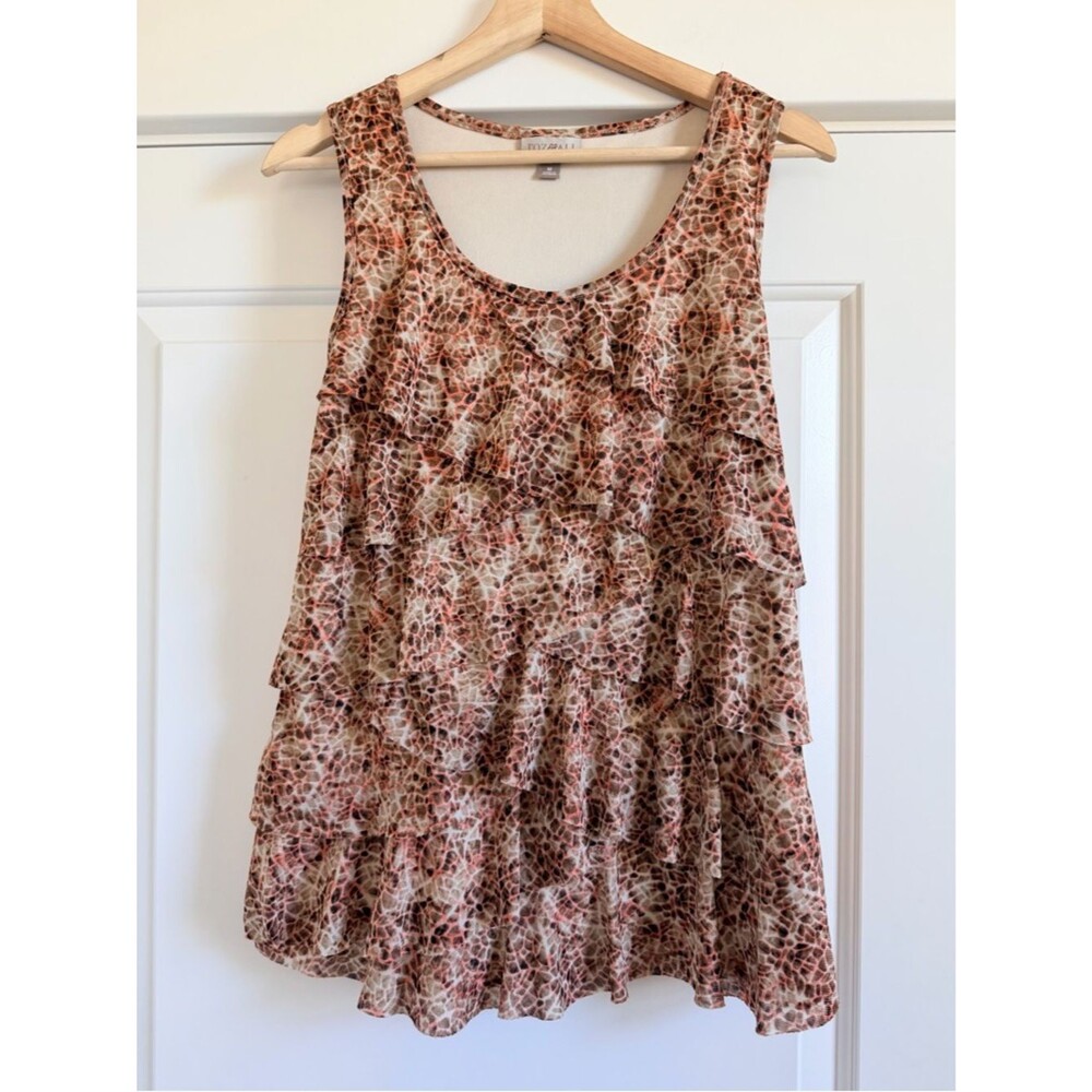 Roz & Ali Pink and Brown Tiered Ruffle Top - Picture 2 of 6